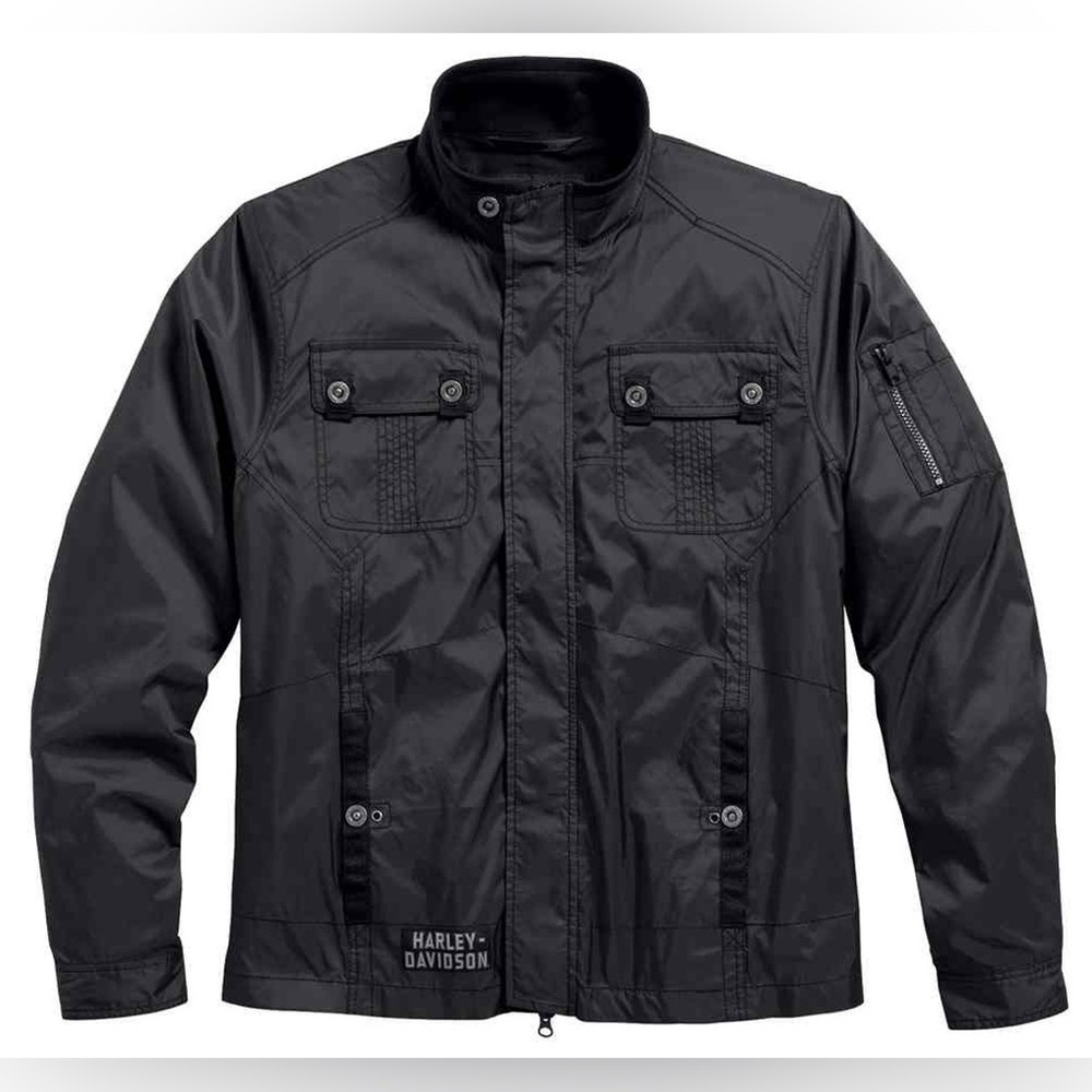 Y2K Harley-Davidson Men's  venture lightweight nylon jacket charcoal size XL